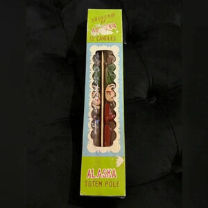 Alaska Souvenir Tourist Totem Pole 12” Set of Candle Sticks New in Box kitsch